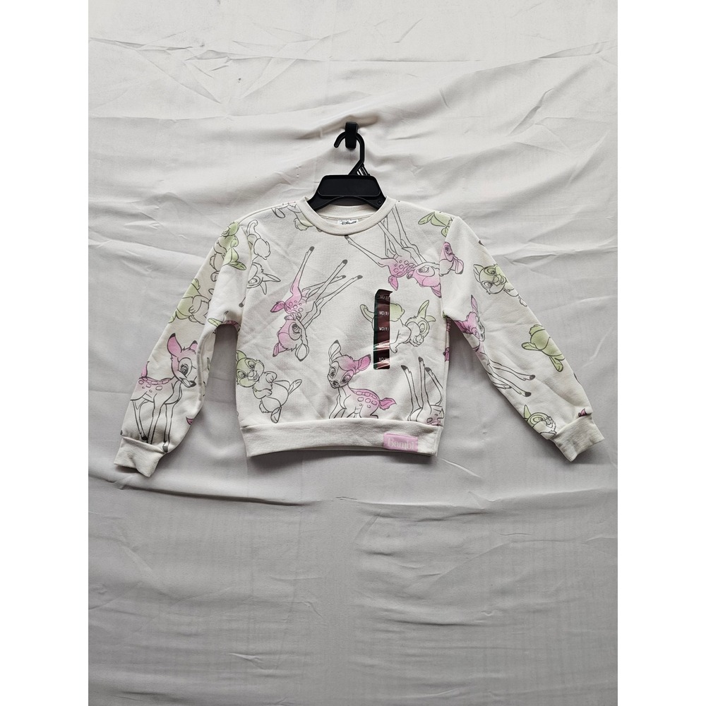 Disney Girls Bambi Pullover Sweatshirt White Polyester Blend‎ Casual Size Medium